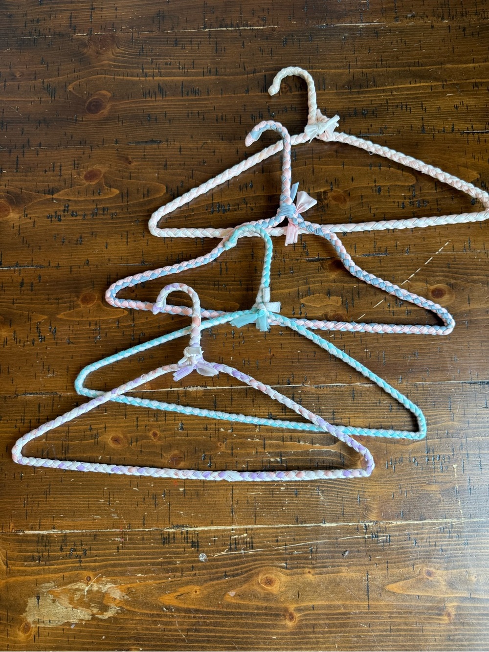 Vintage hangers set of 4 pastel braided closet organization clothing retro